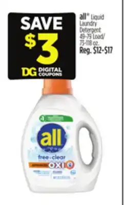 Dollar General all Liquid Laundry Detergent offer