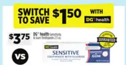 Dollar General DG health Sensitivity & Gum Toothpaste 2.5 oz offer