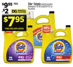 Dollar General Tide Simply Liquid Laundry Detergent offer