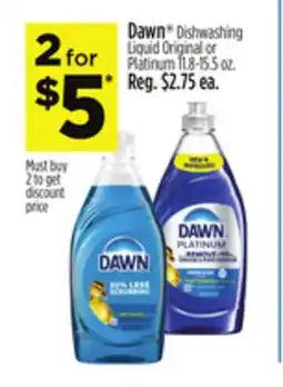 Dollar General Dawn Dishwashing Liquid Original or Platinum offer