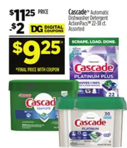 Dollar General Cascade Automatic Dishwasher Detergent ActionPacs offer