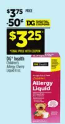 Dollar General DG health Children's Allergy Cherry Liquid offer