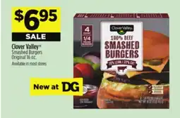 Dollar General Clover Valley Smashed Burgers offer