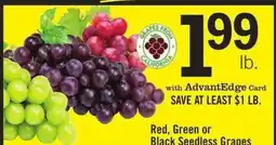 Price Chopper Red, Green or Black Seedless Grapes offer
