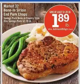 Price Chopper Market 32 Bone-In Sirloin End Pork Chops offer