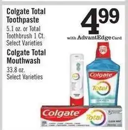 Price Chopper Colgate Total Toothpaste or Toothbrush offer