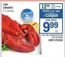 Price Chopper Live Lobsters offer