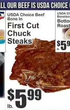 Key Food USDA Choice Beef Bone In First Cut Chuck Steaks offer