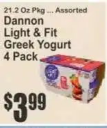 Key Food Dannon Light & Fit Greek Yogurt 4 Pack offer