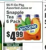 Key Food Snapple Tea 6 Pack offer