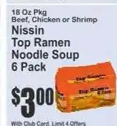 Key Food Nissin Top Ramen Noodle Soup 6 Pack offer