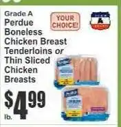 Key Food Perdue Boneless Chicken Breast Tenderloins or Thin Sliced Chicken Breasts offer
