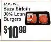 Key Food Suzy Sirloin 90% Lean Burgers offer
