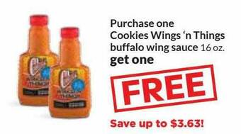 Hy-Vee Cookies Wings 'N Things Buffalo Wing Sauce offer