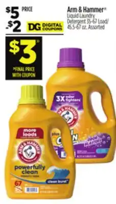 Dollar General Arm & Hammer Liquid Laundry Detergent offer