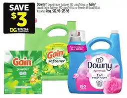 Dollar General Downy Liquid Fabric Softener or Gain Liquid Fabric Softener or Powder offer