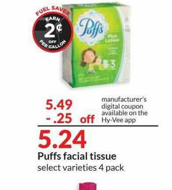 Hy-Vee Puffs Facial Tissue offer