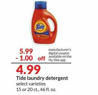 Hy-Vee Tide Laundry Detergent offer