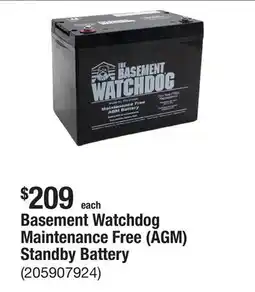 The Home Depot Basement Watchdog Maintenance Free (AGM) Standby Battery offer