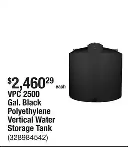 The Home Depot VPC 2500 Gal. Black Polyethylene Vertical Water Storage Tank offer