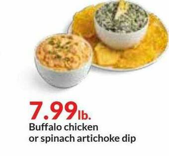 Hy-Vee Buffalo Chicken Or Spinach Artichoke Dip offer