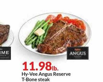 Hy-Vee Hy-Vee Angus Reserve T-Bone Steak offer