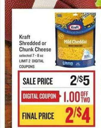Lowes Foods Kraft Shredded Or Chunk Cheese offer