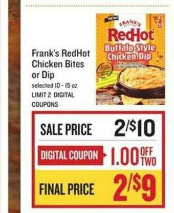 Lowes Foods Frank's RedHot Chicken Bites Or Dip offer
