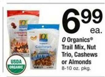 ACME O Organics Trail Mix, Nut Trio, Cashews Or Almonds offer