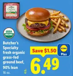 Lidl Butcher's Specialty fresh organic grass-fed ground beef, 90% lean offer