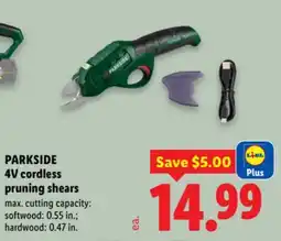 Lidl PARKSIDE 4V cordless pruning shears offer