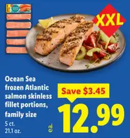 Lidl Ocean Sea frozen Atlantic salmon skinless fillet portions, family size offer