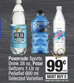 Super King Markets Powerade Sports Drink 28 oz, Polar Seltzers 1 Ltr or Peñafiel offer
