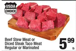Super King Markets Beef Stew Meat or Diced Steak Taco Meat offer