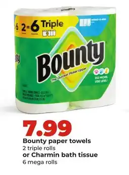 Hy-Vee Bounty paper towels or Charmin bath tissue offer