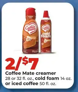 Hy-Vee Coffee Mate creamer 28 or 32 fl. oz., cold foam 14 oz. or iced coffee 50 fl. oz offer