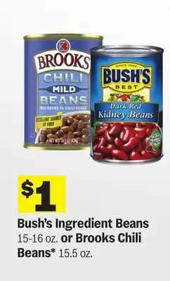 Meijer Bush's Ingredient Beans 15-16 oz. or Brooks Chili Beans* 15.5 oz offer