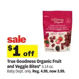 Meijer True Goodness Organic Fruit and Veggie Bites offer