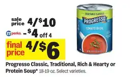 Meijer Progresso Classic, Traditional, Rich & Hearty or Protein Soup offer