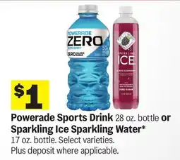 Meijer Powerade Sports Drink 28 oz. bottle or Sparkling Ice Sparkling Water offer