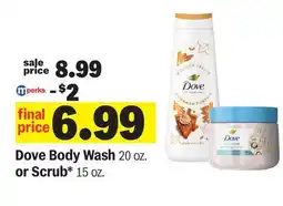 Meijer Dove Body Wash 20 oz. or Scrub offer