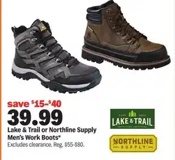 Meijer Lake & Trail or Northline Supply Men's Work Boots offer
