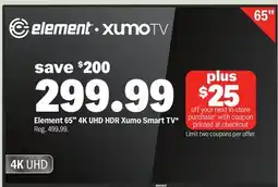 Meijer Element 65 4K UHD HDR Xumo Smart TV offer