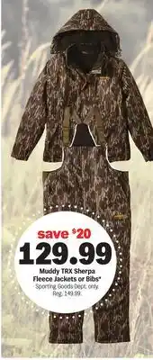 Meijer Muddy TRX Sherpa Fleece Jackets or Bibs offer