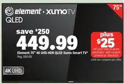 Meijer Element 75 4K UHD HDR QLED Xumo Smart TV offer