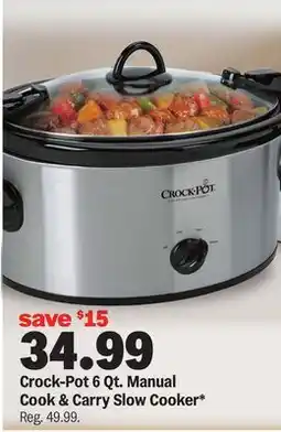 Meijer Crock-Pot 6 Qt. Manual Cook & Carry Slow Cooker offer