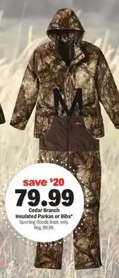 Meijer Cedar Branch Insulated Parkas or Bibs offer