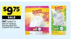 Dollar General Glad ForceFlex or Quick-Tie Kitchen or Trash Bags VALUE PACK offer