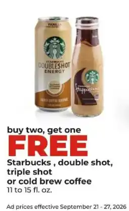 Hy-Vee Starbucks double shot, triple shot or cold brew coffee offer