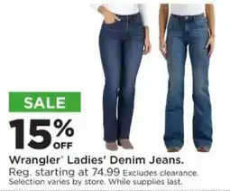 Mills Fleet Farm Wrangler Ladies' Denim Jeans offer